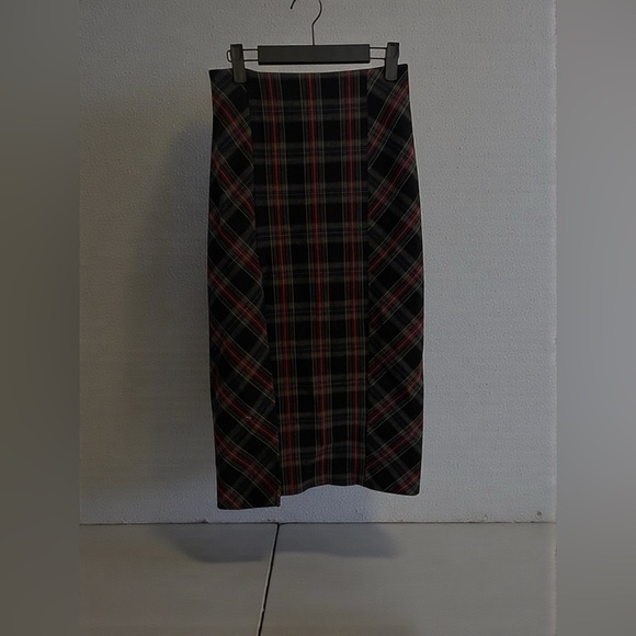Free People Plaid Midi Pencil Skirt Size 0 | Back Zip | Grunge Preppy Dark Acade - Picture 8 of 9